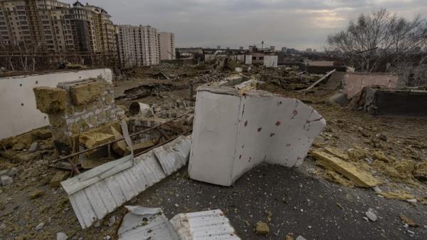 Damage to buildings after shelling in Kharkiv