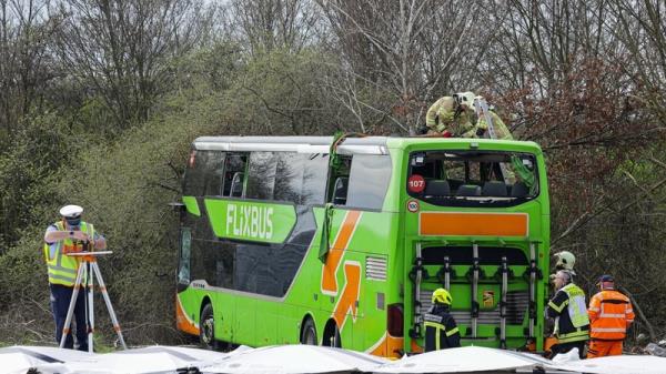 The bus, owned by Flixbus, came off the A9 motorway
